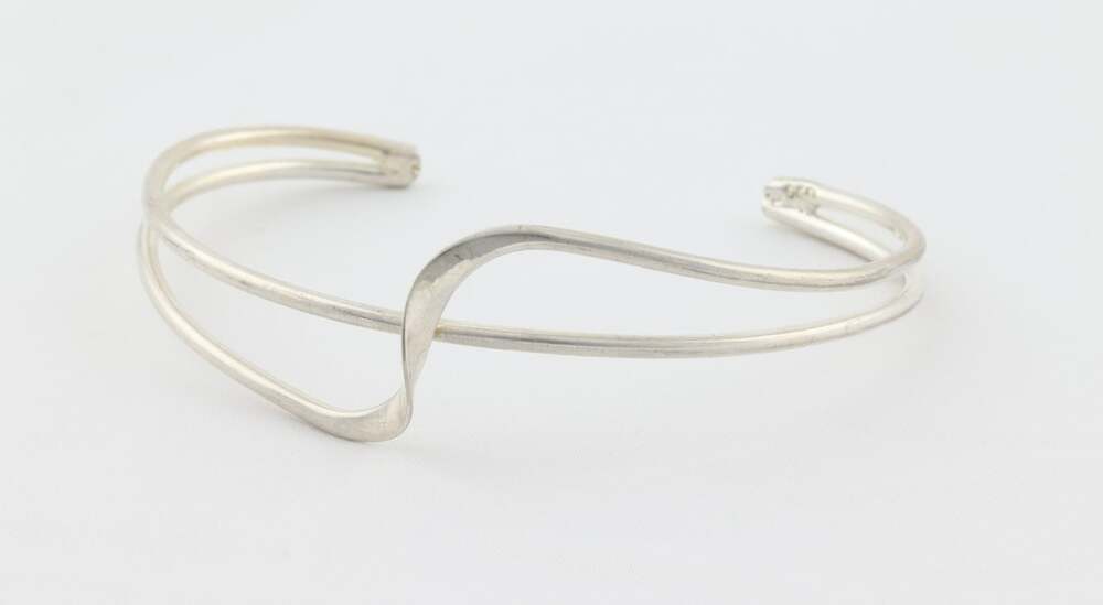 Sterling Silver Twist Cuff Bracelet 6 3/4" inch Adjustable - Picture 3 of 6